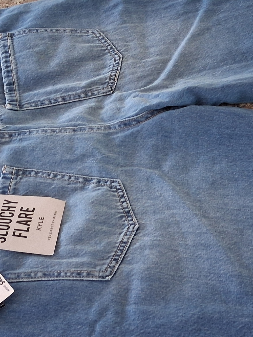 Celebrity Pink Light Blue Distressed Wide Leg Jeans - Picture 9 of 13